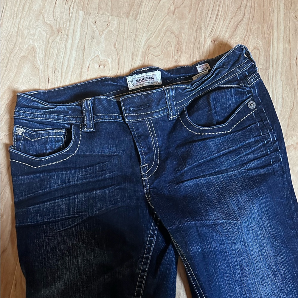 MEK DNM Dark Blue Denim Pants Embellished Pockets St Petersburg Boot Cut 32x34 - Picture 2 of 14